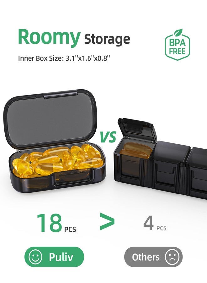 PULIV Weekly Pill Organizer with Large Capacity, Dual Protection Pill Box 7 Day, Arthritis Friendly Pill Case Easy to Open, Medicine Organizer for Vitamins, Medications, Fish Oils, Supplements (Black) - Image 2